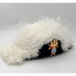 Vintage Knights Of Columbus Bicorn Hat White Ostrich Plume Lynch Kelly 7 1/8